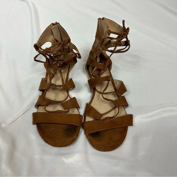TOPSHOP Tan Gladiator Sandals in Size 8 - Picture 1 of 5